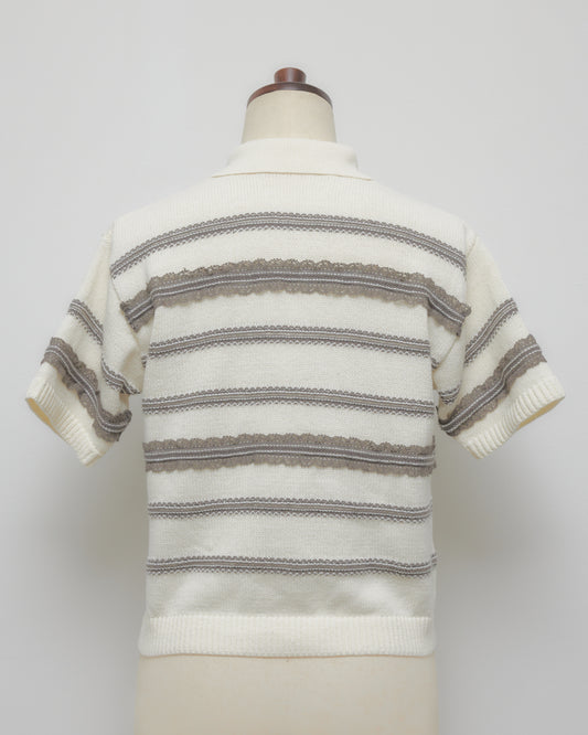 Lace border knit polo shirt Off white【Delivery in January 2027】
