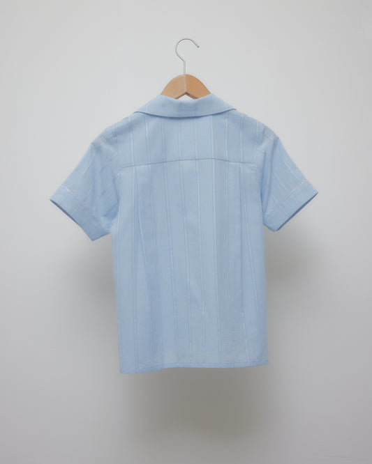 Lace bijou open collar shirt Sax【Delivery in March 2027】