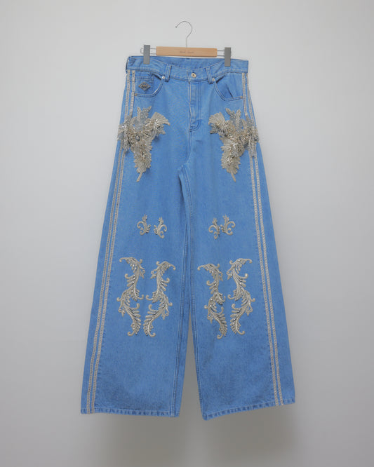 Botanical bijou denim pants Blue【Delivery in March 2027】
