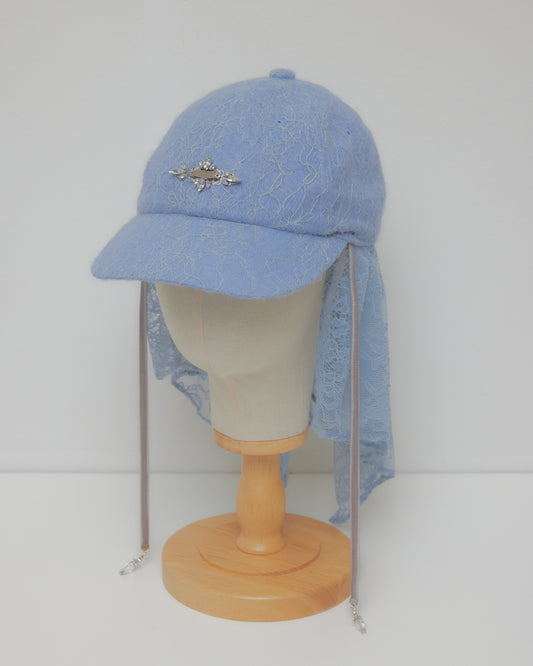 bijou logo lace veil Cap Blue【Delivery in March 2027】