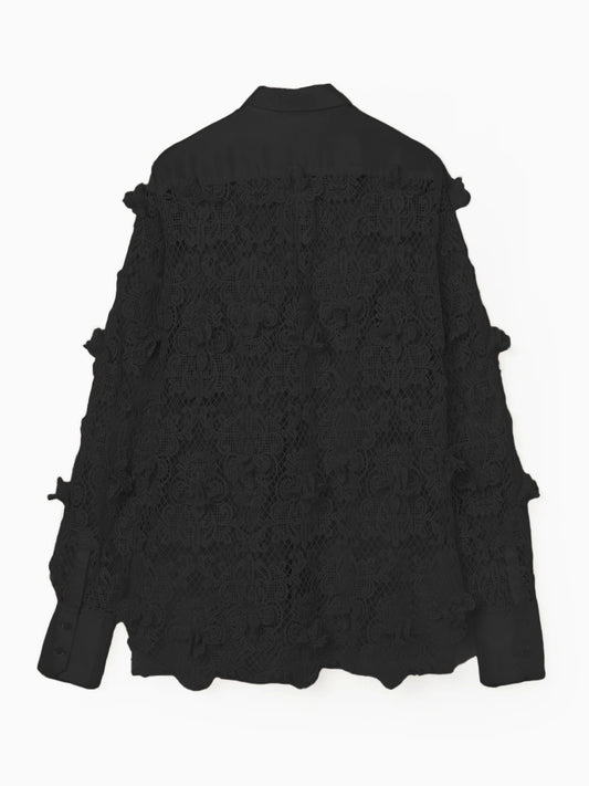 orchid lace shirt Black【Delivery in February 2025】