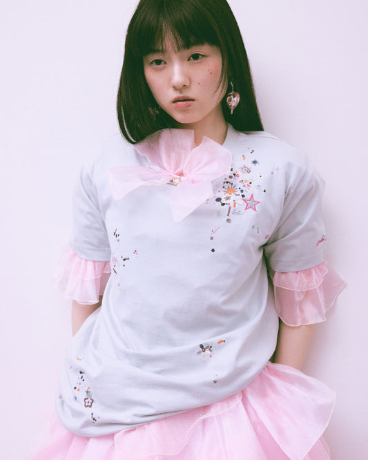 hearty childhood spangle T-shirt Mint【stock】