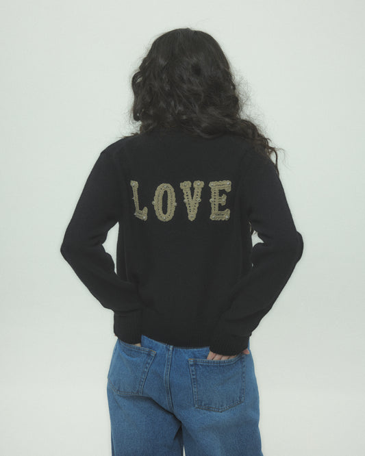 LOVE metal bolts cardigan Black【Delivery in September 2026】