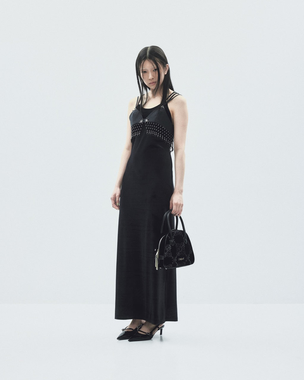 velour cami-one piece Black【stock】