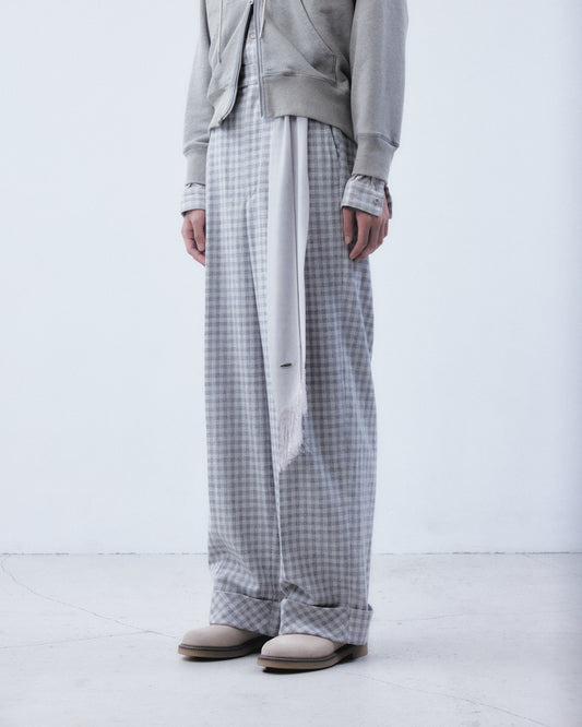 fringe sheer belt check pants 【Delivery in August 2026】