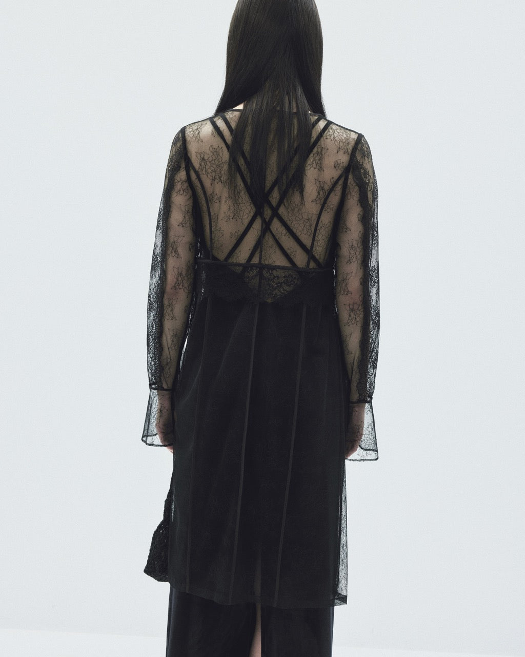 flower lace bijou china button long cardigan【Delivery in October 2025】