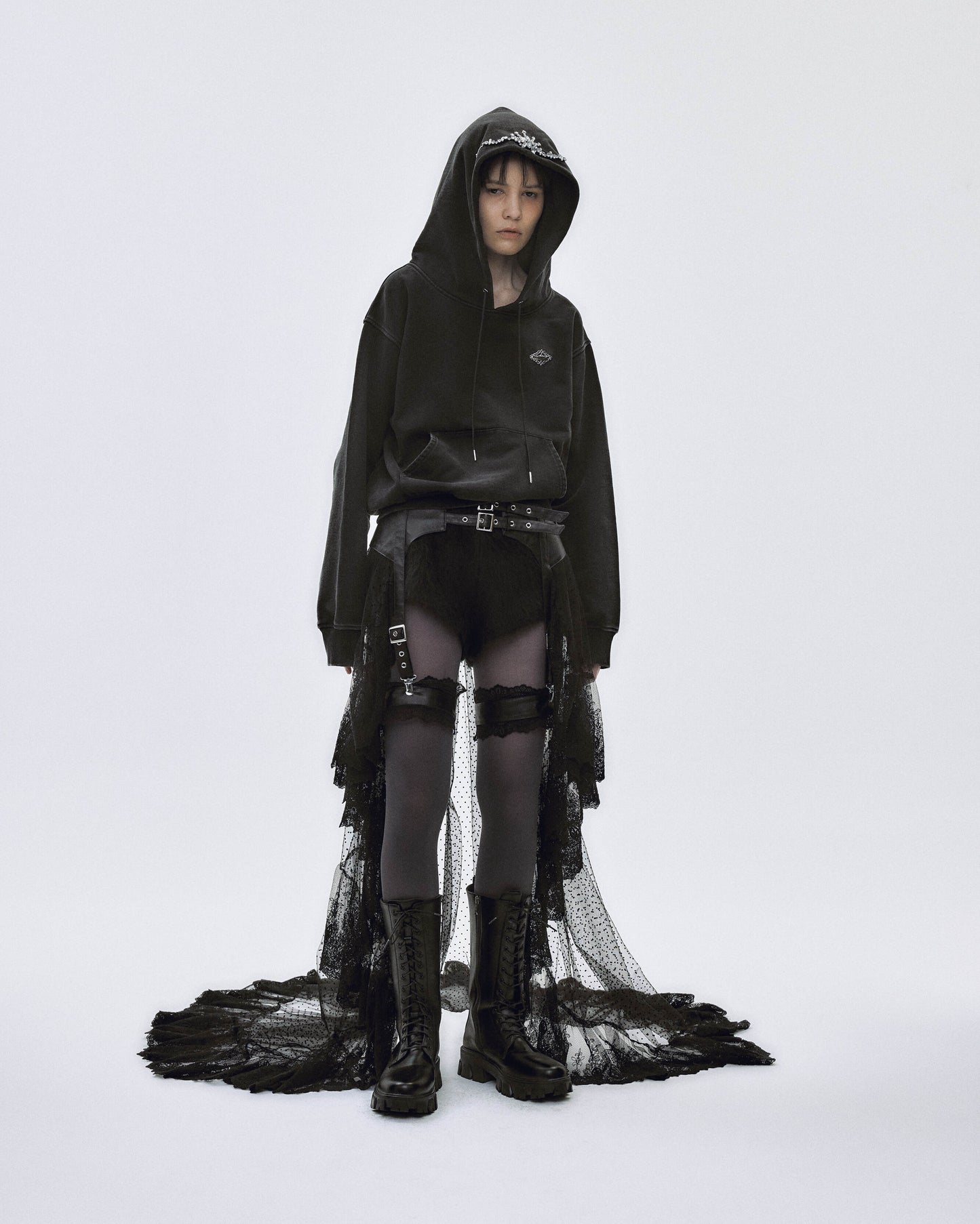 bijou tiara hoodie Black【stock】
