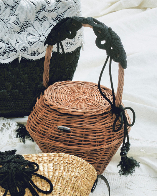 braid ribbon basket bag【stock】