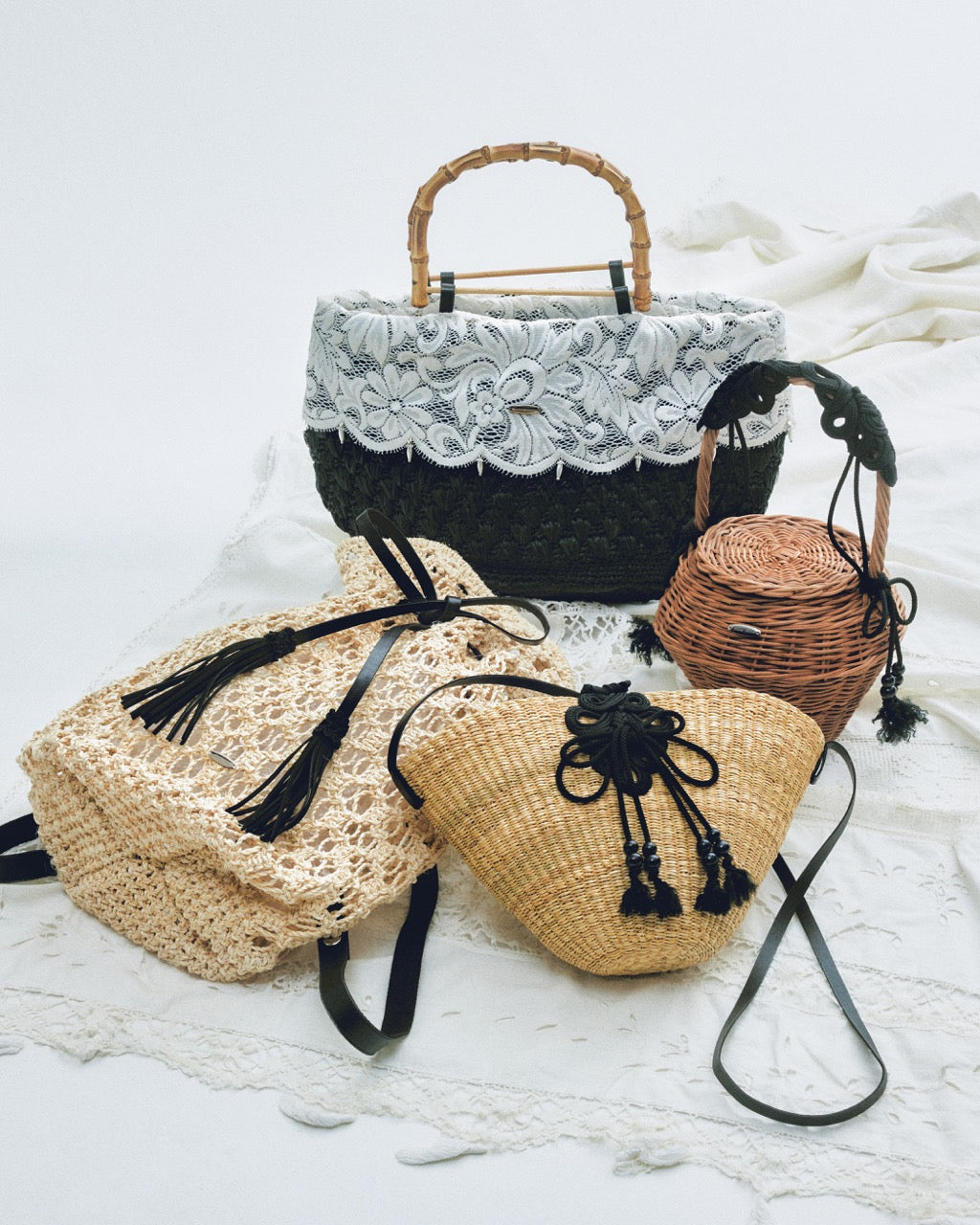 black ribbon macrame bag【Delivery in June 2025】
