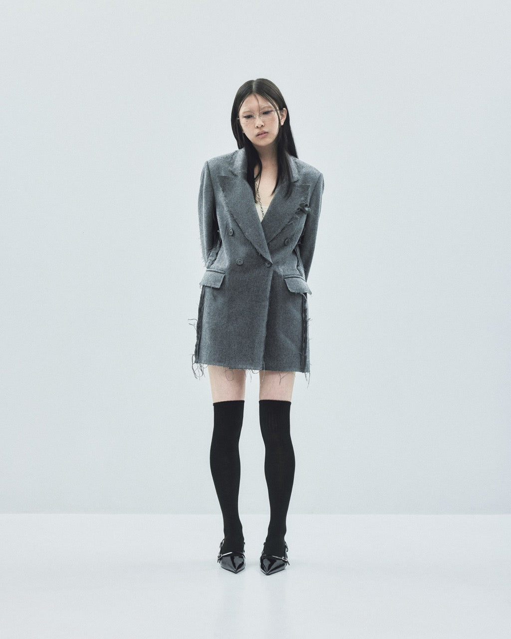 seam frayed melton coat Gray【Delivery in November 2025】