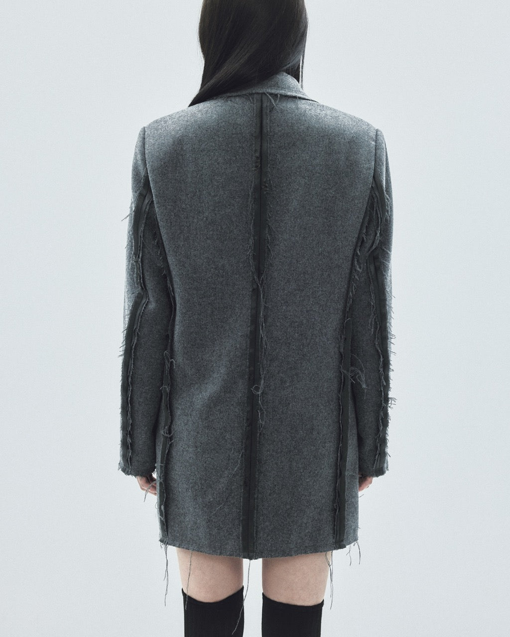 seam frayed melton coat Gray【Delivery in November 2025】