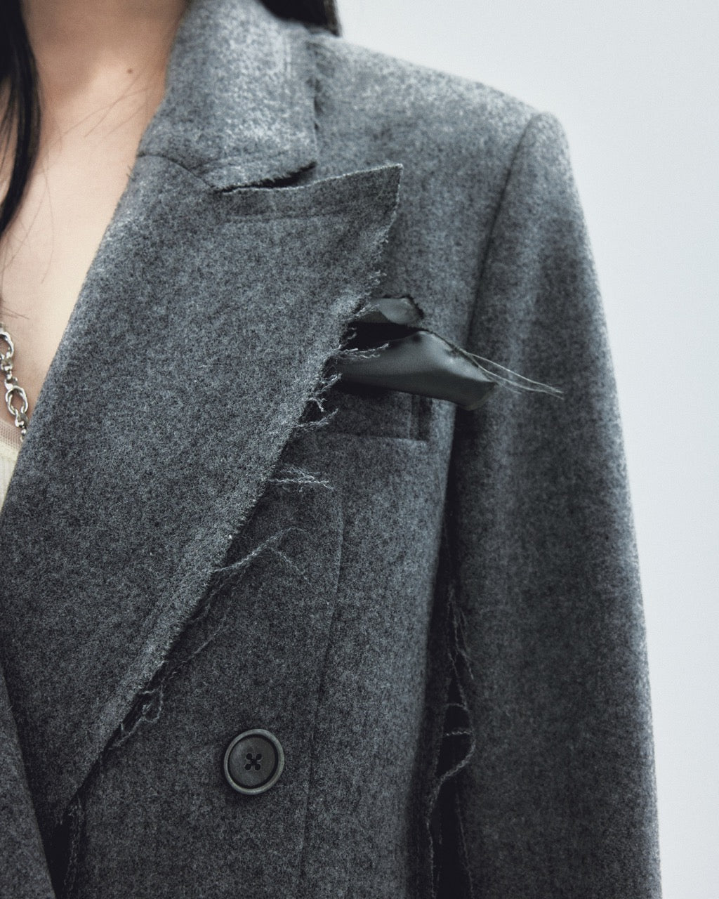 seam frayed melton coat Gray【Delivery in November 2025】