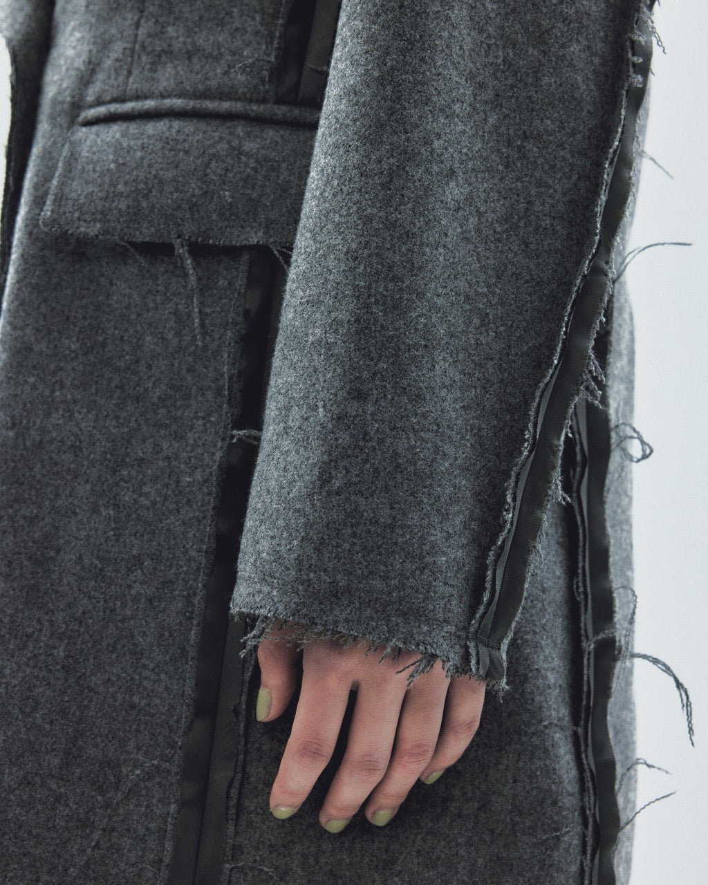 seam frayed melton coat Gray【Delivery in November 2025】