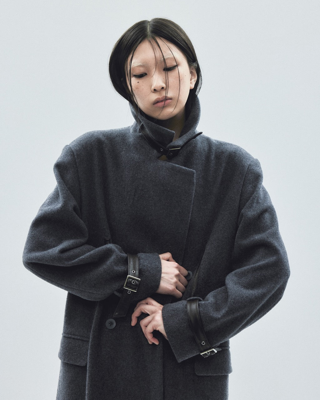 lace up soutien collar coat Gray【Delivery in November 2025】