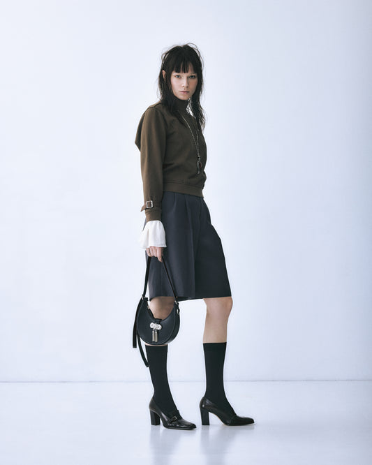 cuffs belted pullover Brown【Stock】