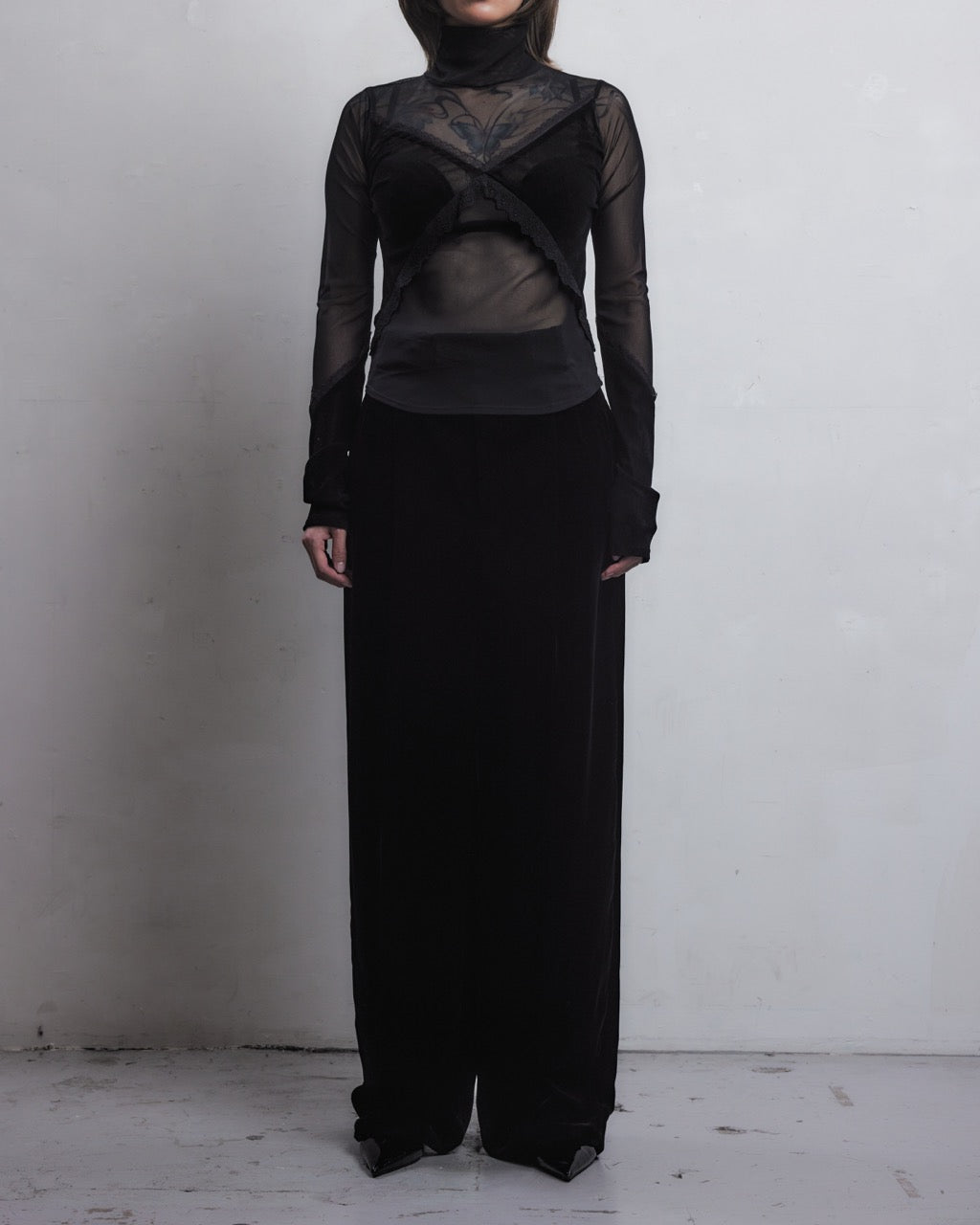 flocky tulle lace cross tops【Delivery in June 2026】