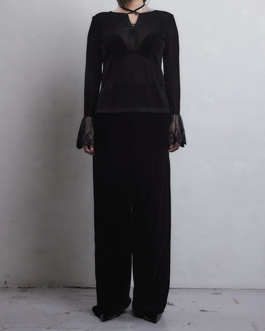 flocky tulle pullover Black【Delivery in June 2026】