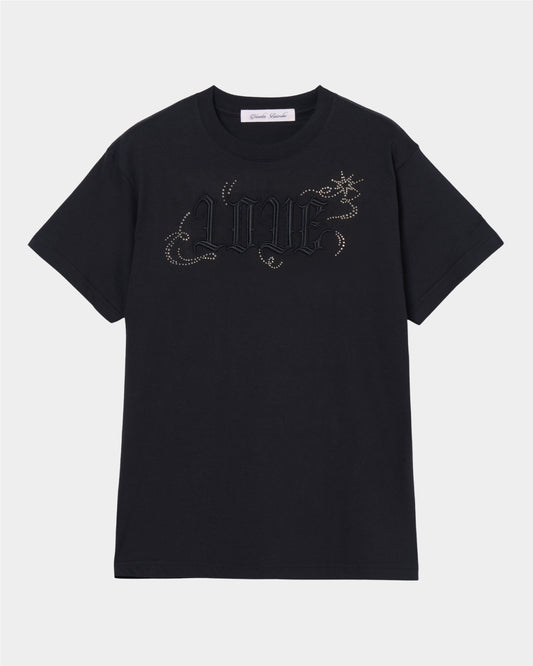 LOVE sparkle T-shirt Black × Black【stock】