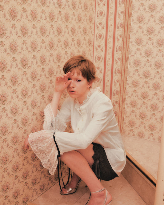 tanakadaisuke lace cuffs tack blouse Ivory ブラウス