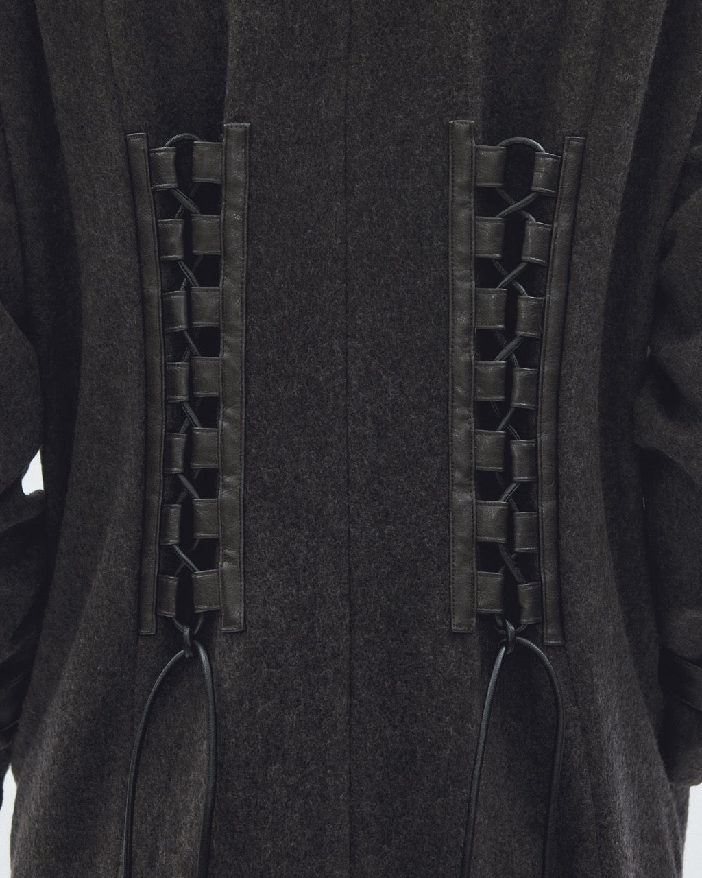 lace up soutien collar coat Dark brown【Delivery in November 2025】