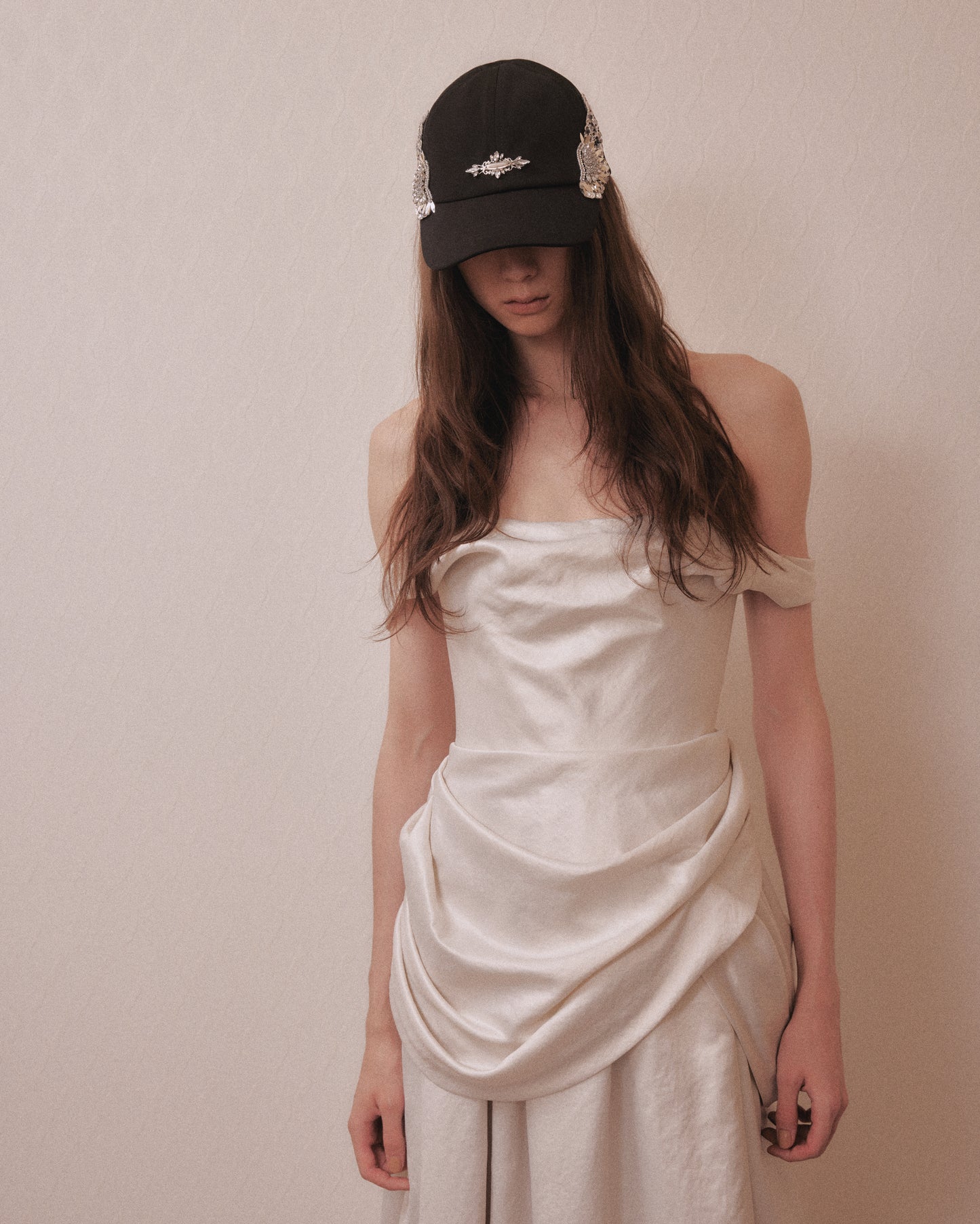 Satin drape dress One color【Delivery in March 2027】