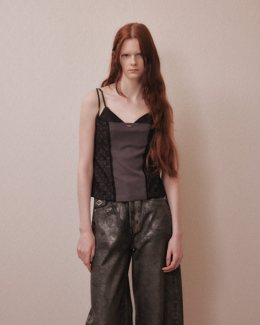 Rosette tile bustier tops Gray【Delivery in February 2027】