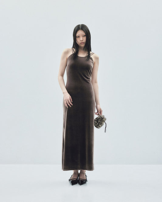 velour cami-one piece Brown【stock】