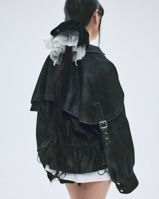 velour lace chou chou Black × Silver【Delivery in October 2025】