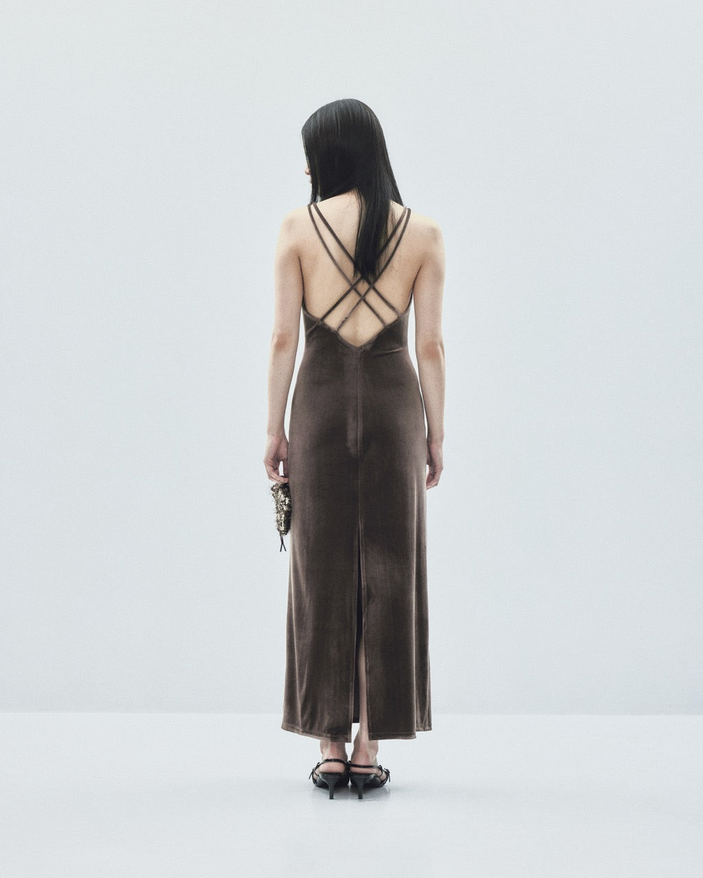 velour cami-one piece Brown【stock】