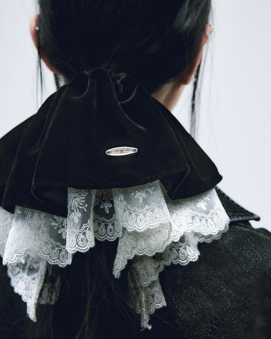 velour lace chou chou Black × Silver【Delivery in October 2025】