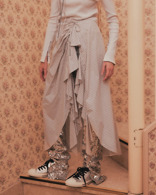 tanakadaisuke check frilled wrap skirt Ivory スカート