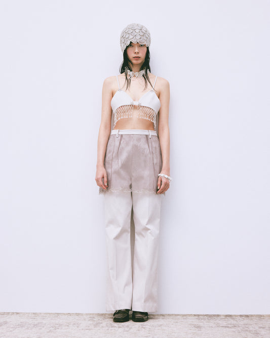 flower tulle skirt pants Gray【stock】