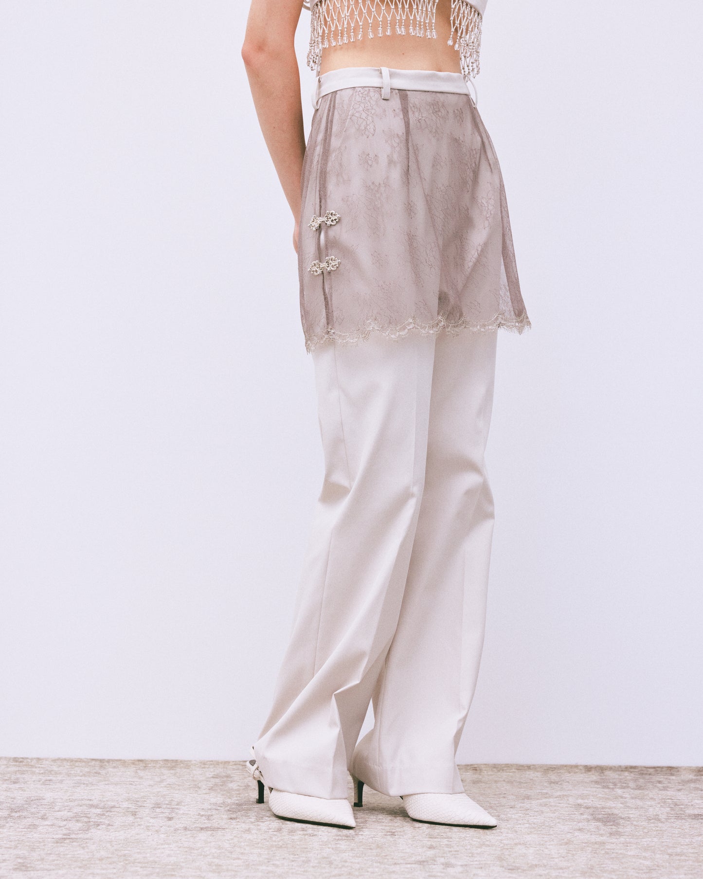 flower tulle skirt pants Gray【stock】