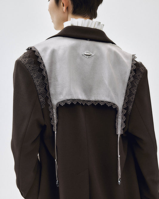 garter collar peaked lapel jacket Charcoal brown 【Delivery in December 2025】