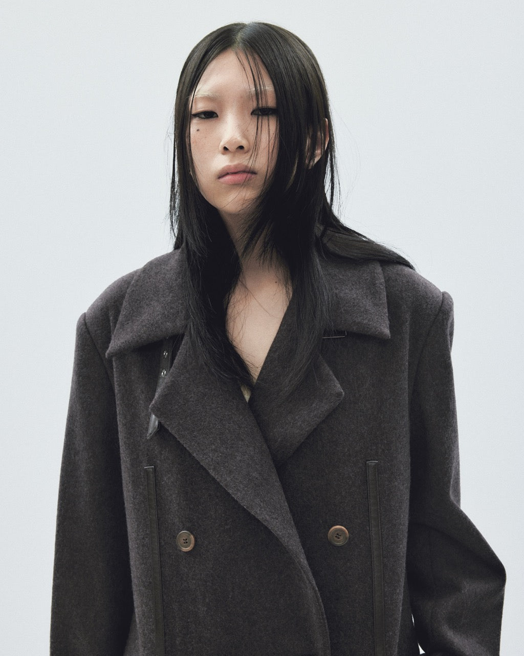 lace up soutien collar coat Dark brown【Delivery in November 2025】
