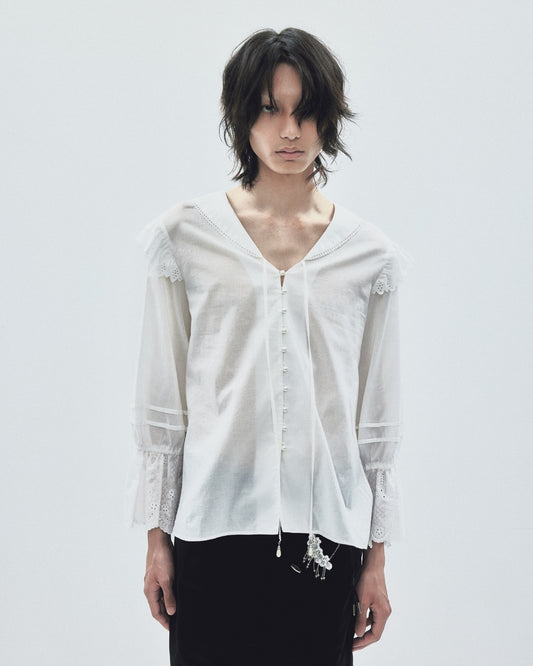 cotton lace sailor blouse【stock】