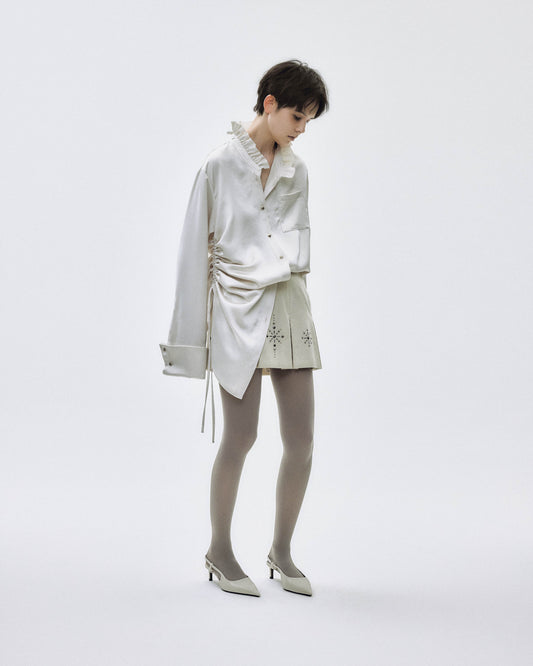 Asymmetry drawstring shirt【Delivery in January 2026】