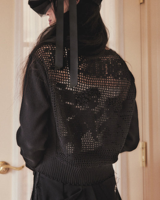 cupid in HEAVEN crochet knit cardigan Black【Delivery in March 2026】