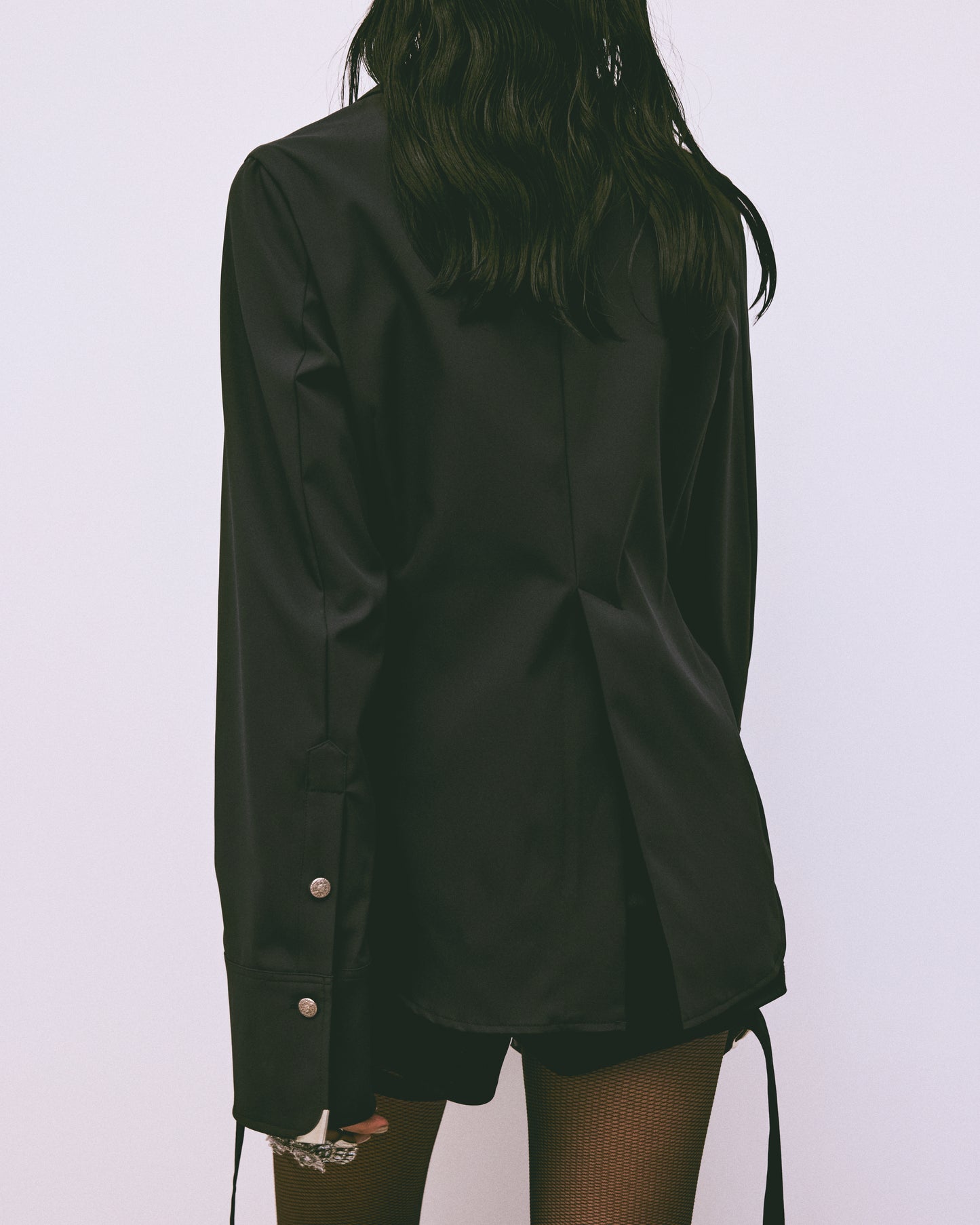 silver metal shirt jacket Black【Delivery in May 2025】
