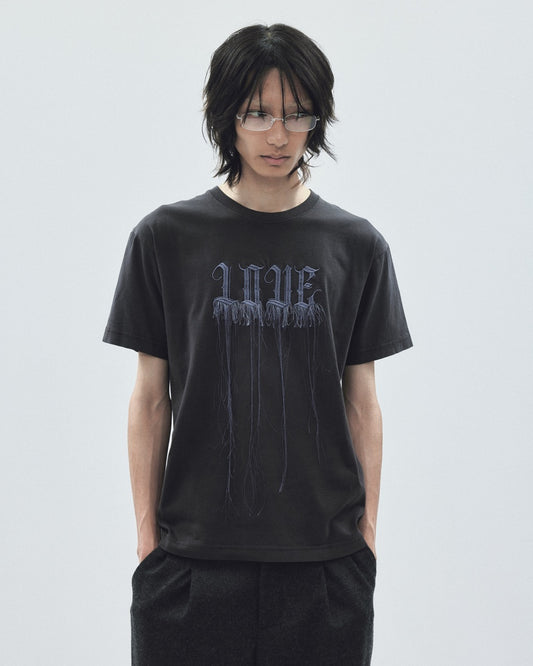 fringe LOVE pigment T-shirt Black【stock】