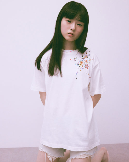 childhood spangle T-shirt White【stock】
