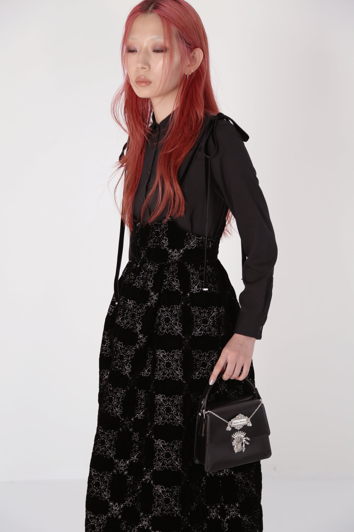 palace tiles quilted overalls skirt【Delivery in July 2025】