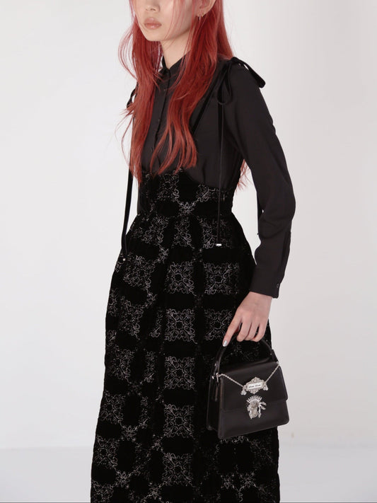 palace tiles quilted overalls skirt【Delivery in January 2027】