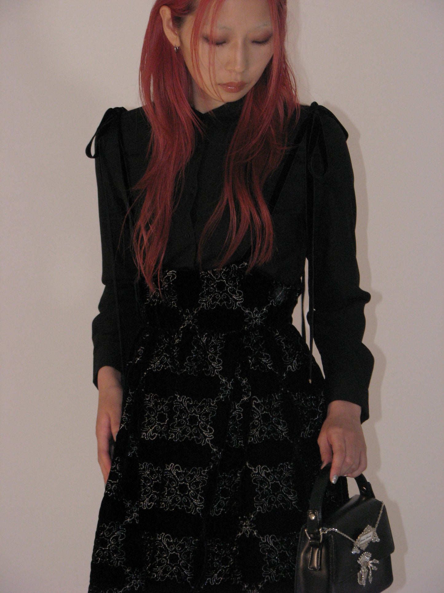 palace tiles quilted overalls skirt【Delivery in July 2025】
