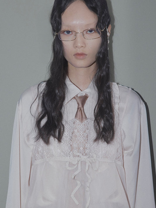 lazy ribbon sheer camisole Shell pink【Delivery in March 2026】