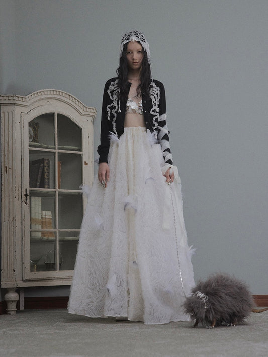 fluffy feather long skirt【Delivery in March 2026】