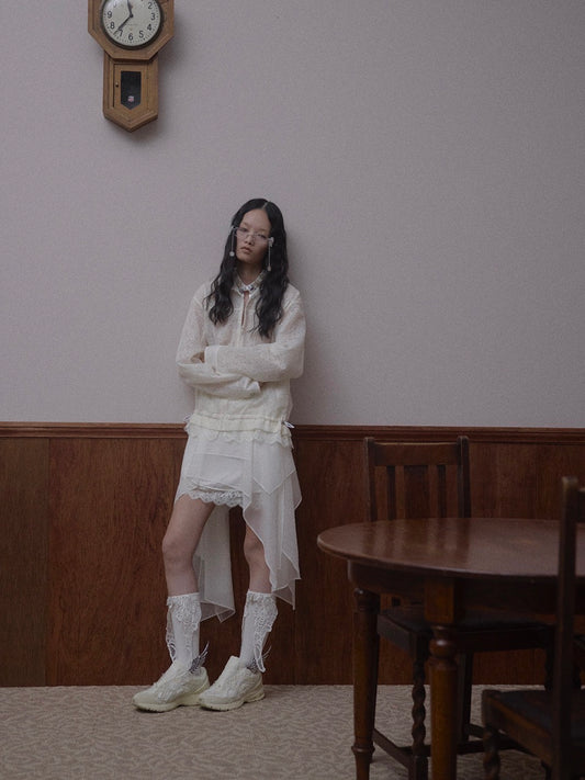 asymmetry hem layered skirt Ivory【Delivery in February 2026】