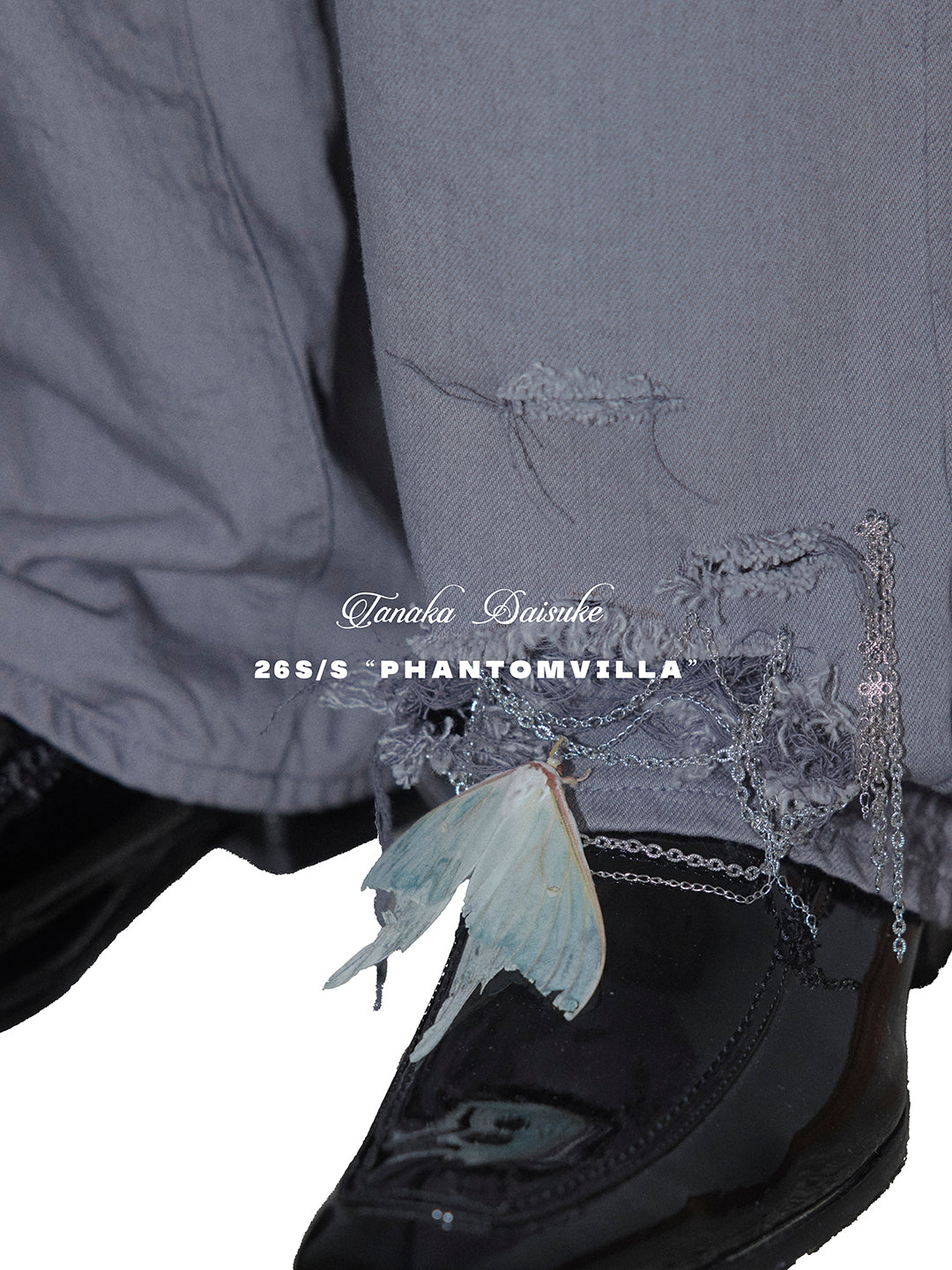 chain damaged denim pants Gray【Delivery in February 2026】