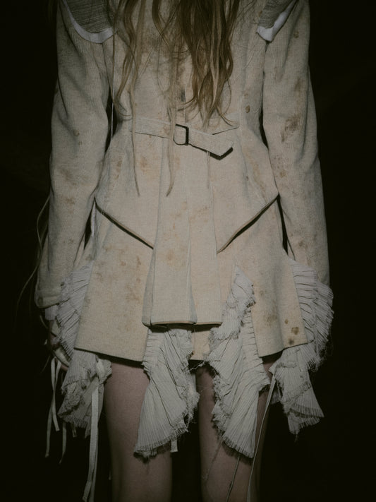 stain print frill pleated skirt【Delivery in January 2026】