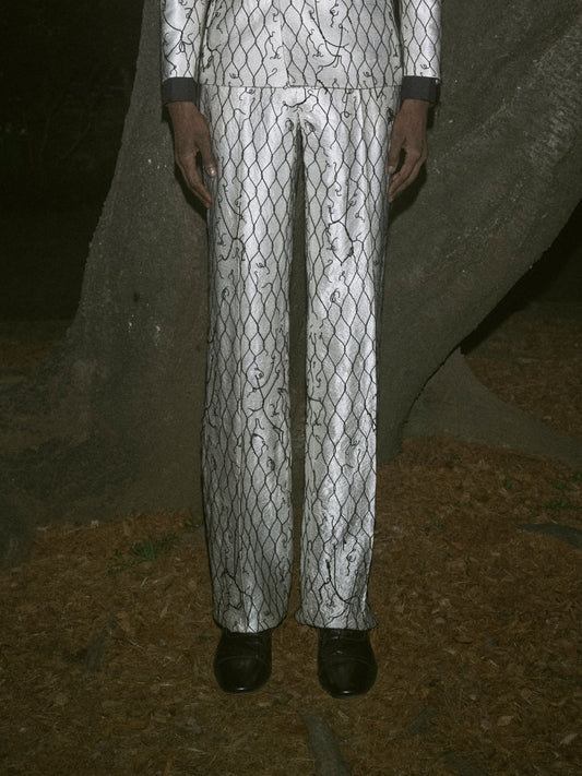 damaged fence beads embroidery pants【Delivery in February 2026】